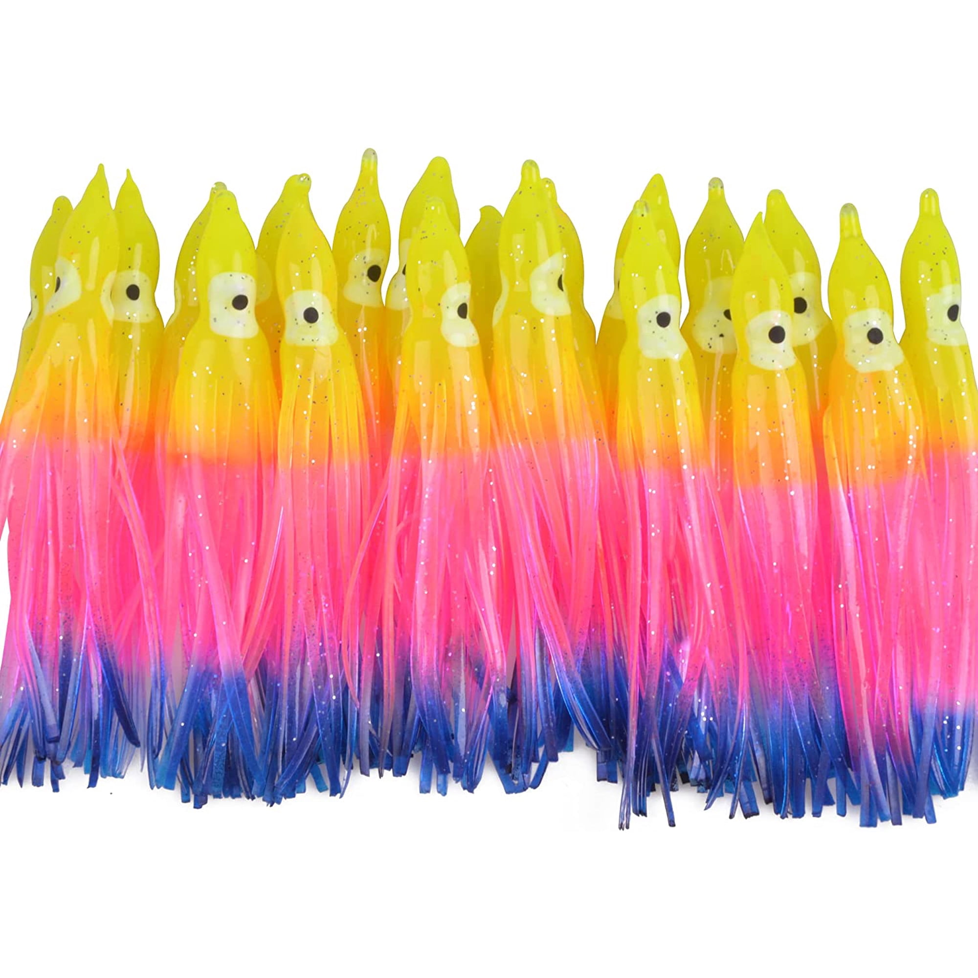 20pcs Octopus Soft Lures Squid Skirts Saltwater Glow Squid Lures Trolling Lures 7cm 9cm 11cm
