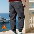 thumbnail image 4 of Cargo Sweatpants for Men Fleece Joggers Elastic Waist Drawstring with Multi Pockets, Baggy Warm Pants for Winter Workout & Lounge​ Dark Gray 2XL, 4 of 6