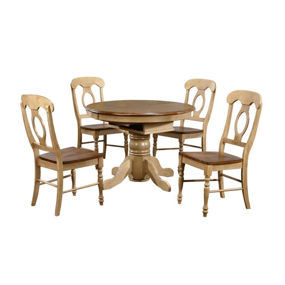 Sunset Trading Brook 5-Piece 42 - 60" Extendable Wood Dining Set in Cream