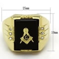 thumbnail image 2 of IP Gold(Ion Plating) Stainless Steel Ring with Semi-Precious Agate in Jet for Women Masonic Theme Jet Stone Color Style TK795 Size 8, 2 of 3