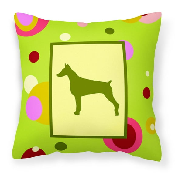 Carolines Treasures CK1077PW1414 Doberman Decorative   Canvas Fabric Pillow 14Hx14W multicolor