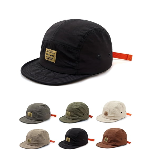 Quick Dry Short Brim Hats for Men 5 Panel Running Hat Waterproof Baseball Cap,Vintage Japanese Streetwear Hat Packable Lightweight Breathable Outdoor Hiking Hat Low-Profile Flat Bill Hat