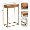 thumbnail image 2 of Kate and Laurel Karlsen Mid-Century Wood and Metal Narrow Side Table, 16 x 24 x 8, Walnut Brown and Brass, Slim Bedroom Nightstand with Mixed Materials Design, 2 of 8