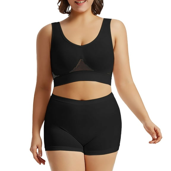 Workout Sets for Women Sports Bra Fitness Running Vest Without Rims Plus Size Breathable Sports Bra Set Yoga Shorts Set for Women Saving on Clearance