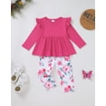 thumbnail image 5 of 2T Baby Girls Clothes 3T Girl 2 Pack Outfits Set Toddler Girl Long Sleeve Top Pants 4PCS Clothing Set Pink, 5 of 6