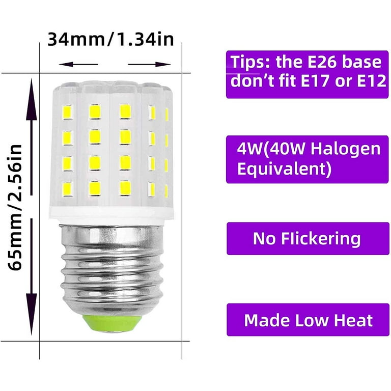 2-Pack LED Refrigerator Light Bulb Replacement 3.5W E26 40W Halogen  Equivalent - Daylight White 