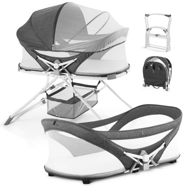 Besrey  4 in 1 Baby Bassinet,Portable Bassinet Bedside Sleeper,Lightweight Travel Baby Bed with Storage Bag,Foldable Bedside Crib Cradle for Newborn,Gray