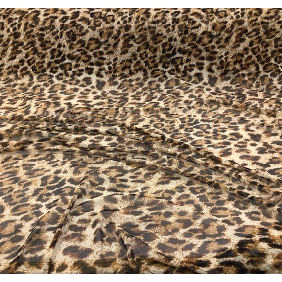 Power Net Stretch Mesh Nylon Spandex Sheer Printed Cheetah Golden Brown Z500