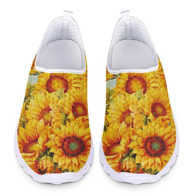 Chaussures Plates d'Infirmière pour Femmes Motif Tournesol Mignon Été