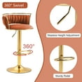 thumbnail image 3 of Lumibee Velvet Swivel Adjustable Bar Stools with Footrest Set of 2 Orange 2Set, 3 of 5