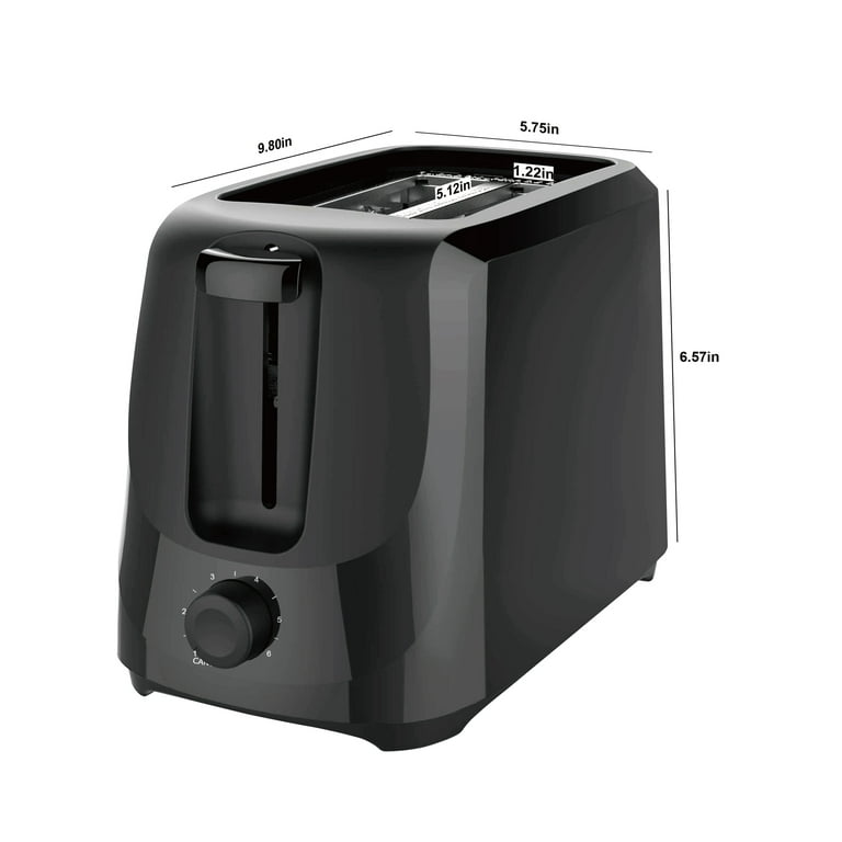 Basics 2 Slice, Extra-Wide Slot Toaster with 6 Shade Settings, Black