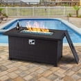 thumbnail image 6 of 44 in Propane Fire Pit Table,PE Rattan Fire Pit Table with Lid, Waterproof Cover, 50,000 BTU Propane Gas Firepits for Outside Output,Non Glass Wind Cover, 6 of 7