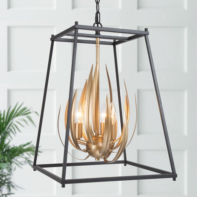 LNC 3Light Modern/Contemporary Chandelier Gold and Black Finish