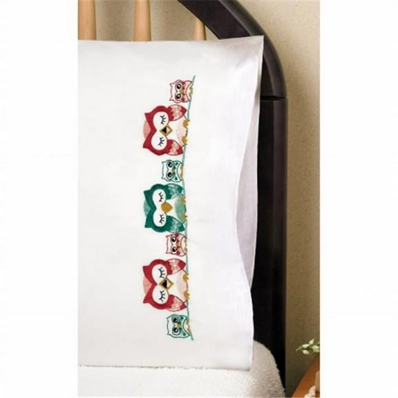 Tobin Stamped Pillowcase Pair For Embroidery 20"X30", Owls,White