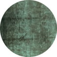 thumbnail image 1 of Ahgly Company Machine Washable Indoor Round Oriental Turquoise Blue Industrial Area Rugs, 4' Round, 1 of 4