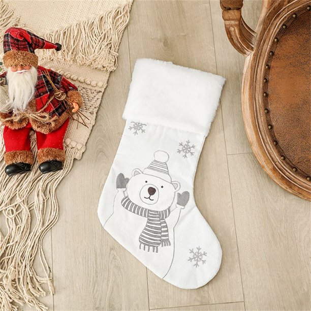 Calcetines grandes de Navidad con nombre bordado personalizado, calcetines colgantes de árbol de Navidad, bolsa de dulces de regalo para niños, suministros de medias de Navidad, nuevo