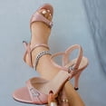thumbnail image 5 of SACFOF Women's Sandals Chunky High Heels Platform Buckle Square Open Toe Stiletto High Heels Wedding Party Satin Dress Shoes, 5 of 6