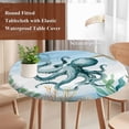 thumbnail image 4 of Octopus Coastal Round Tablecloth, Fitted Table Cover with Elastic for 36"-44" Round Tables, Summer Beach Nautical Starfish Compass Table Cloth Outdoor Indoor Dinning Party Waterproof Tablecloths, 4 of 7