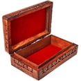 thumbnail image 3 of Ajuny Wooden Handmade Antique Jewelry Storage Box Handcarved Decorative Chest Trinket Holder Watch Box, Great for Gifts 8x5 inch, 3 of 5