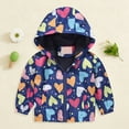 thumbnail image 2 of CAUYDY Toddler Baby Boys Girls Hooded Jacket Windbreaker Lightweight Dinosaur Print Coat Autumn Long Sleeve Windproof Outwear(L101-Blue,3-4 Y), 2 of 9