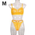 thumbnail image 1 of Encaje sexy conjunto de ropa interior sujetador ropa interior regalo para mujer, amarillo fluorescente, M 2 piezas Jumpingount XX000054-22, 1 of 7