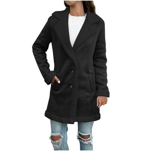 BEFOKA Women's Coat Casual Lapel Fleece Fuzzy Faux Shearling Coats Warm Winter Oversized Outwear Jackets
