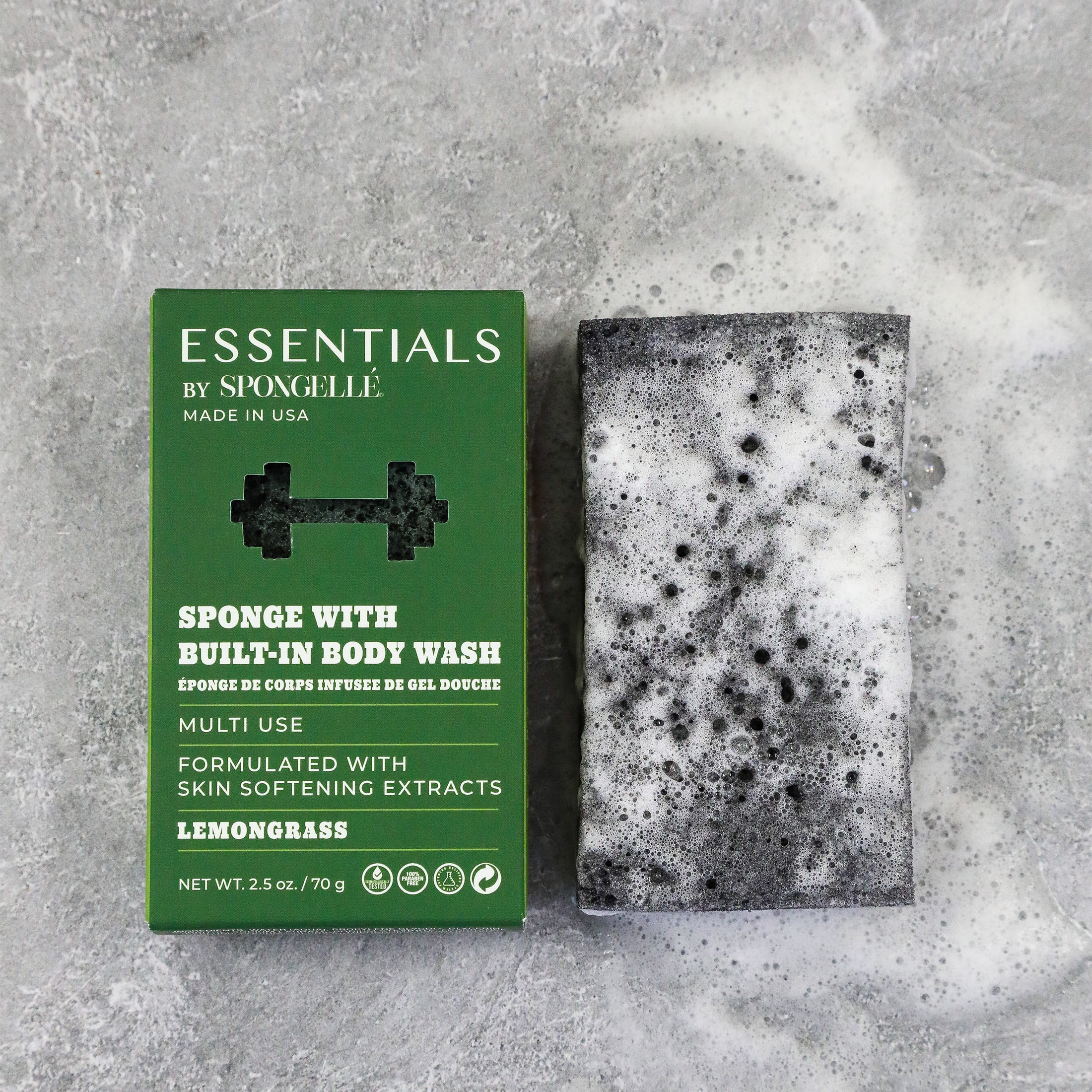 Essentials by Spongelle Men's Lemongrass Body Buffer - Cleanse, Exfoliate & Moisturize