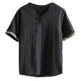 thumbnail image 2 of Fnnxeal Mens Casual T-Shirts, Big and Tall Shirts Solid V-Neck Short Sleeve Tops Summer Black Lightweight Tees for Men Size L, 2 of 9