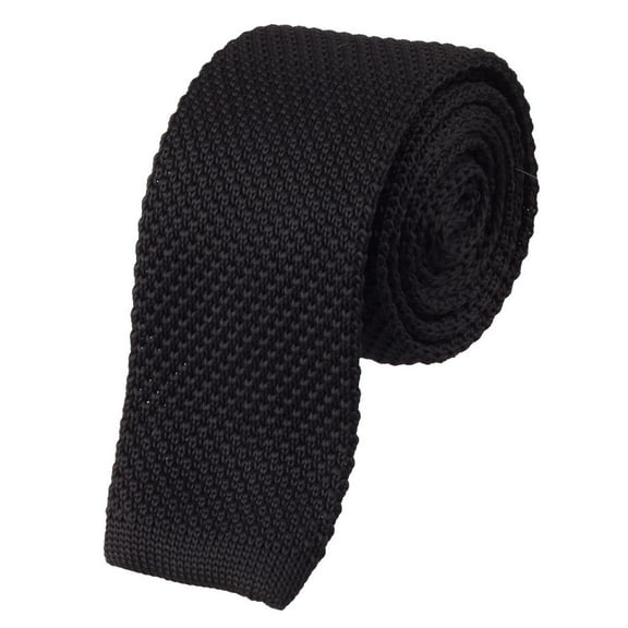 Luxury Mens Woven Tie Necktie Solid Men Knitted Skinny Casual Formal - Black