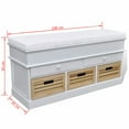 thumbnail image 5 of vidaXL White Storage & Entryway Bench with Cushion Top 2 Draw 3 Crate, 5 of 6