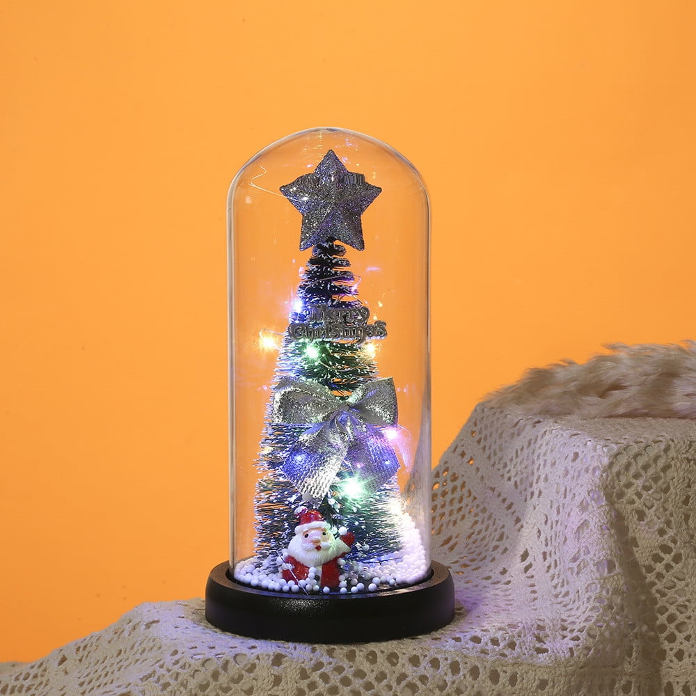 CHGBMOK Christmas Tree In Glass Dome With Warm String Light & Blessing  Cards - Tabletop Christmas Tree Perfect For Xmas Gifts Christmas  Decorations on Clearance 