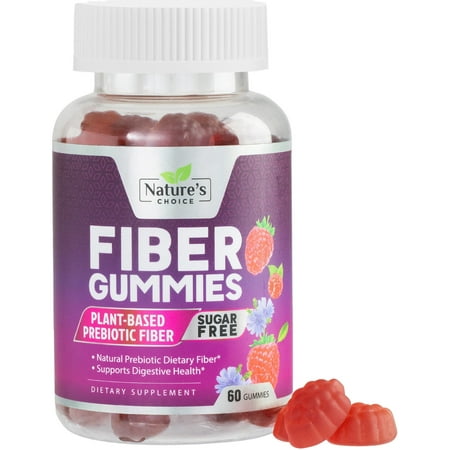Fiber Gummies 4g - Sugar Free Fiber Gummy Supplement for Adults, Daily Prebiotic Gummy Digestive Health Support - Plant Based Soluble Chews, Prebiotics Supports Regularity & Digestion - 60 Gummies