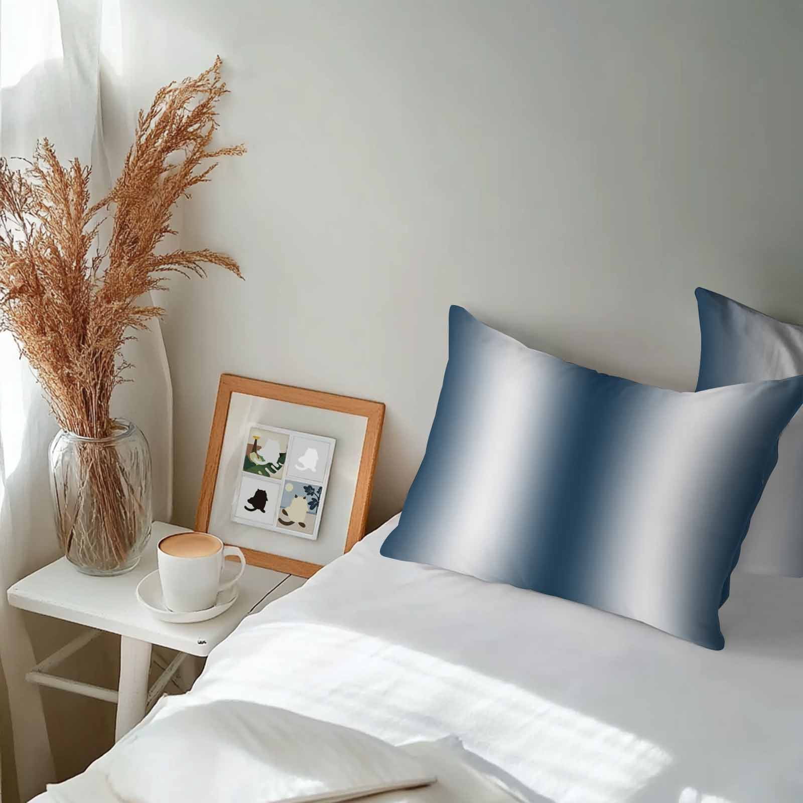 Dark Blue White Ombre Lumbar Pillow Covers 20x12 Inch Set of 2, Abstract Art Modern Blue Gradient Waterproof Outdoor Pillow Covers, Decorative Cushion Pillowcases for Couch, Sofa, Bed, Garden, Patio