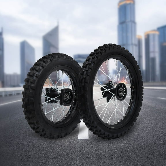 Durable Front and Rear Motorcycle Wheels, Aluminum and Rubber Construction, Enhanced Grip and Traction for Optimal Riding Performance