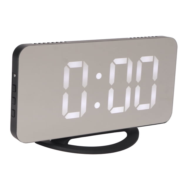 Reloj despertador Bling Bling digital con espejo LED doble puerto USB