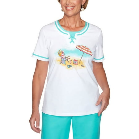 Alfred Dunner Women's Miami Beach Scene Knit Top - Plus Size, Multi, 1X