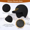 thumbnail image 4 of 2Pack Men&Women Winter Warm Fleece-Lined Knit Beanie Hats with Visor & Ear Flaps for Cold Weather, 4 of 7