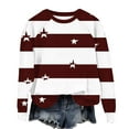 thumbnail image 5 of YUGYXL Women’s Striped Star Sweatshirt Long Sleeve Crewneck Casual Pullover Tops Fall Winter Shirt Brown M, 5 of 7