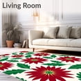 thumbnail image 2 of ODIKA 3'x5' Machine Washable Non-Slip Area Rug, Elegant Poinsettia Bath Ensemble Seasonal Decorative Commode Kit High Traffic Rug, Red, 625969, 2 of 5