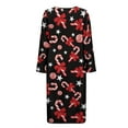 thumbnail image 5 of Xoenoiee Christmas Candy Cane Bow Star Print Zip Up Robes Nightgowns for Women Xmas Night Gown Long Sleeve Ladies Nightgowns Round Neck Sleepwear Sleep Dress, Size 2XL, 5 of 7