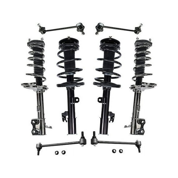 Front and Rear Strut Coil Spring and Sway Bar Link Kit - 8 Piece - Compatible with 2008 - 2013 Toyota Highlander AWD (Models without Sport Suspension Only) 2009 2010 2011 2012