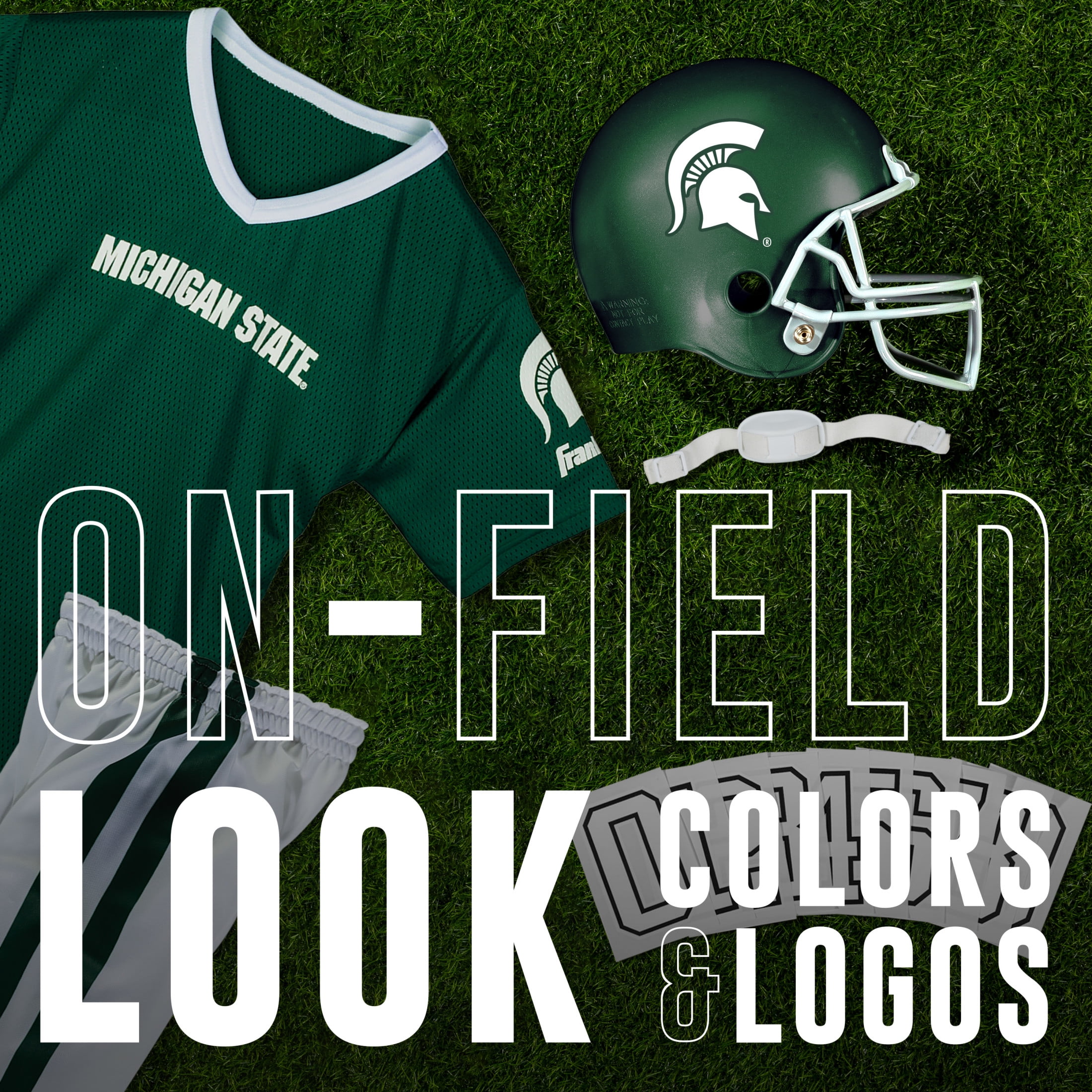 Franklin Sports Michigan State Spartans Kids College Football Uniform Set - Youth NCAA Uniform Set - Includes Jersey, Helmet, Pants - Youth Small