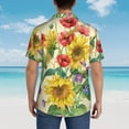 thumbnail image 4 of Kll Men'S Hawaiian Shirt Short Sleeve Button Down Beach Shirts-Sunflower Cornflower Poppy, 4 of 7