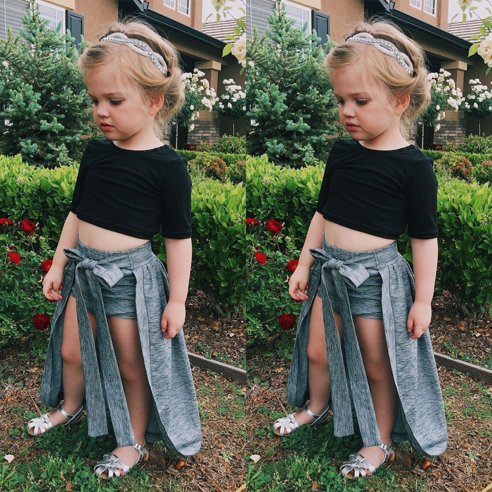 2020 Mode Ete Princesse Enfants Bebe Fille Expose Tops T shirt Jupe Vetements Tenues 2 PCs Walmart