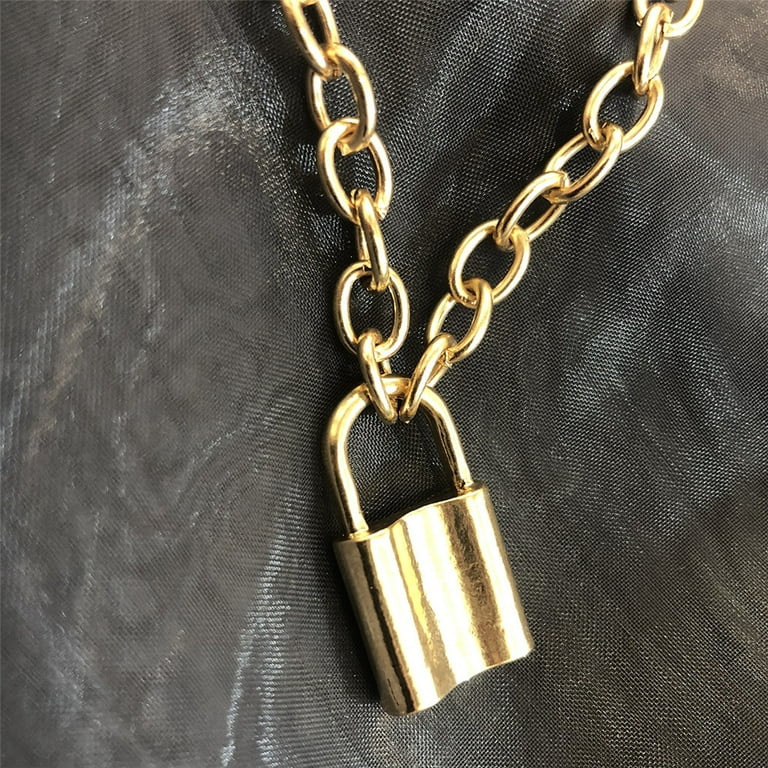 keusn new lock key pendant padlock charm necklace chain women jewelry gift