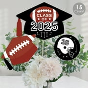 Big Dot of Happiness Grad Football - 2025 Graduation Party Centerpiece Sticks - Table Toppers - Set of 15