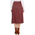 thumbnail image 3 of INSPIRE CHIC Suede Midi Skirts for Women's Work Casual Fall Winter A Line Skirt Trendy L Reddish Brown, 3 of 5