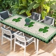 thumbnail image 2 of St. Patrick's Day Table Cloths for 8 Foot Rectangle Tables, Green Shamrock Plaid Beige Spring Patio Waterproof Elastic Fitted Tablecloths, Washable Rectangular Table Cover for Camping, 2 of 8