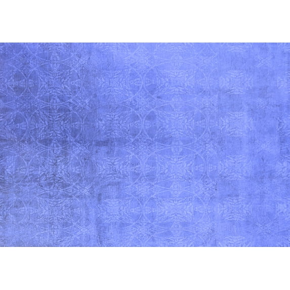 Ahgly Company Machine Washable Indoor Rectangle Oriental Blue Industrial Area Rugs, 7' x 10'