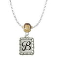 thumbnail image 1 of Delight Jewelry Silvertone Pebble Border Initial - B Mia Monkey Charm Necklace, 1 of 4